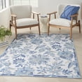 thumbnail image 2 of Nourison Machine Washable Floral Traditional Ivory Blue Area Rug, 5' x 7', 2 of 10