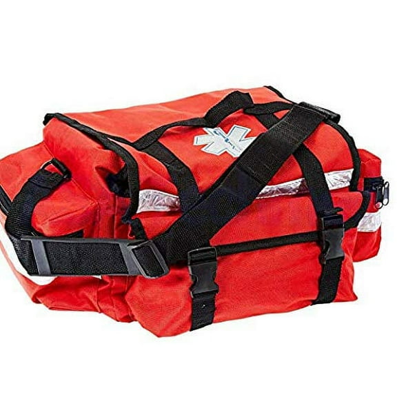 First Aid Responder EMS Emergency Medical Trauma Bag - Paramedics, Firefighters, Nurses, Home Health Aides (Red)