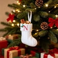 thumbnail image 2 of Knitted Christmas Stockings with Initials, 6.3''x7.8'' White Custom Embroidery Christmas Stockings with Letter, Personalized Xmas Decoration for Holiday Family Party - N, 2 of 6