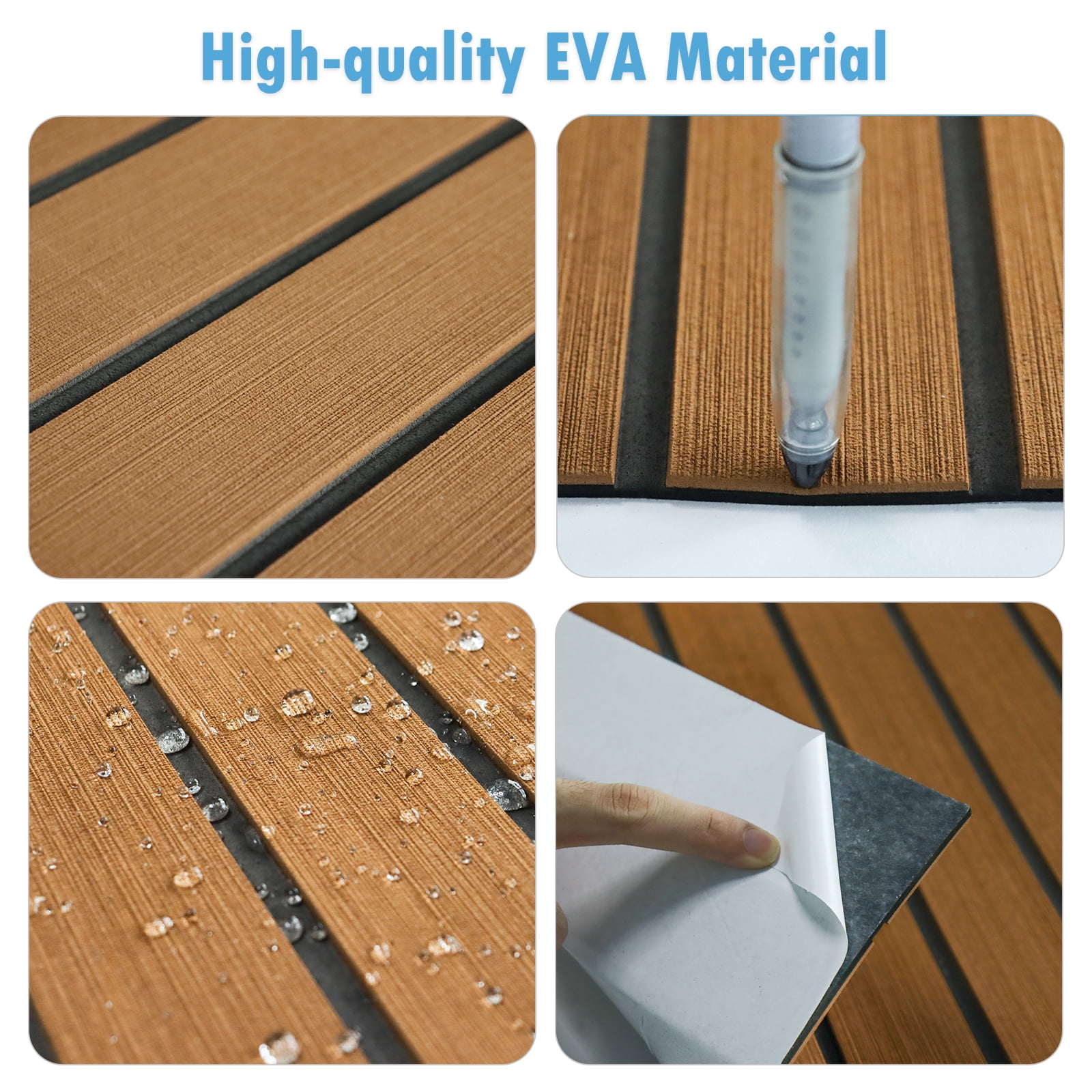 Boat Flooring EVA Foam Boat Decking Marine Mat Non-Slip Self-Adhesive Flooring Sheet for Motorboat Kayak Surfboard Garden Swimming Pools, 94.5" x 35.4"