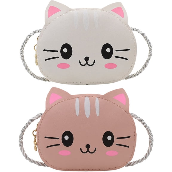 Jiibva Princess Mini Handbags PU Leather Small Shoulder Crossbody Bags Cute Cat Coin Purse Wallet