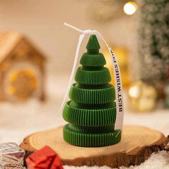 Holloyiver Christmas Scented Candle, Handmade Aroma Soy Wax Christmas Decorative Candle, Aesthetic Paraffin Candle for Table Photo Prop, Christmas Eve Party Decoration and Gift (Green)