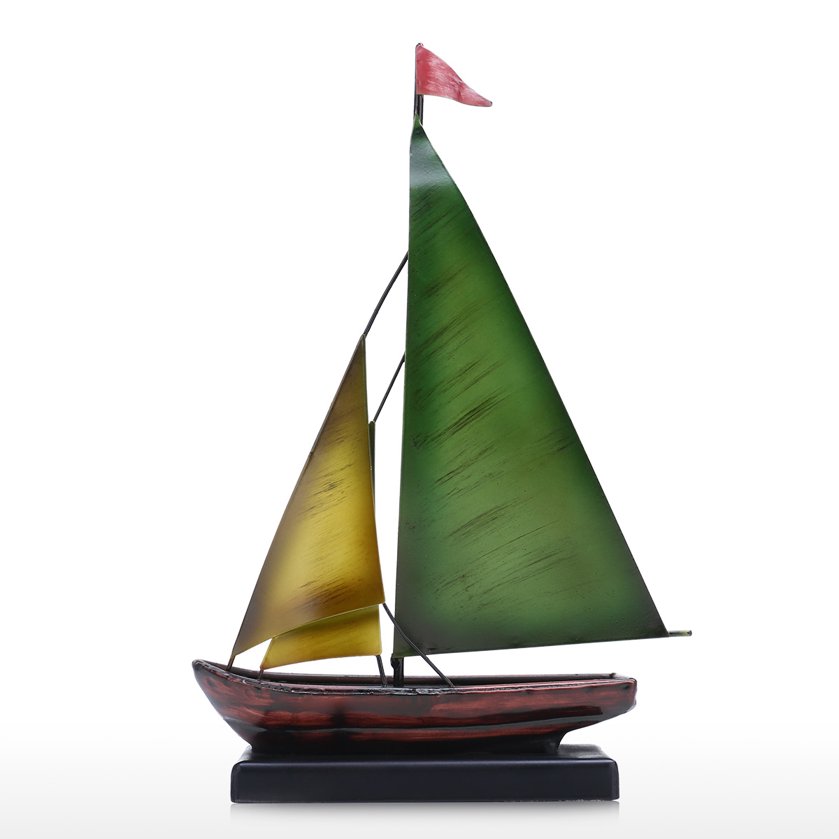 Tooarts Sailing Boat Ornament Iron Art Decor Retro Texture Handicraft
