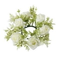 thumbnail image 2 of Hadanceo Artificial Rose Candle Ring Pillar Candles Greenery Flower Wreath Seasonal Candle Ring for Wedding Centerpiece Holiday Decor,White, 2 of 8