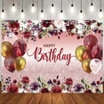 thumbnail image 1 of 7x5ft Happy Birthday Party Backdrop Red Gold Birthday Decorations Background Birthday Party Banner Decorations Backdrop 178, 1 of 5