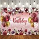 thumbnail image 1 of 7x5ft Happy Birthday Party Backdrop Red Gold Birthday Decorations Background Birthday Party Banner Decorations Backdrop 178, 1 of 4
