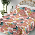 thumbnail image 3 of Ambesonne Autumn Themed Fitted & Flat Sheet with Shams 4 Pcs Set, Pastel Bird Feathers, Queen, Apple Green Dark Coral, 3 of 5