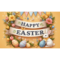 thumbnail image 1 of Happy Easter Photography Backdrop Spring Green Grass Rabbit Bunny Eggs Wooden Board Baby Shower Kids Portrait Decor Background, 1 of 4