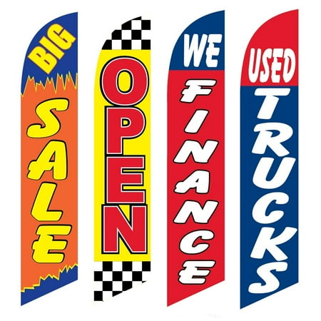 4 Advertising Swooper Flags Big Sale Open We Finance Used Trucks