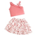 thumbnail image 3 of Pandaie 12M-4Y Baby Girls Outfits Ruffle Off Shoulder Crop Tops Floral 3 Layered Tutu Skirt Dress Set Toddler Summer Beach Casual Clothes Light Pink 12M(9-12 Months), 3 of 6