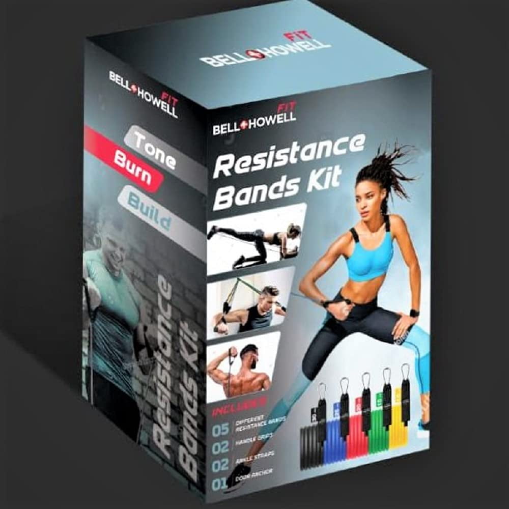 Bell & Howell Resistance Bands 10-piece Fitness Kit with Pouch