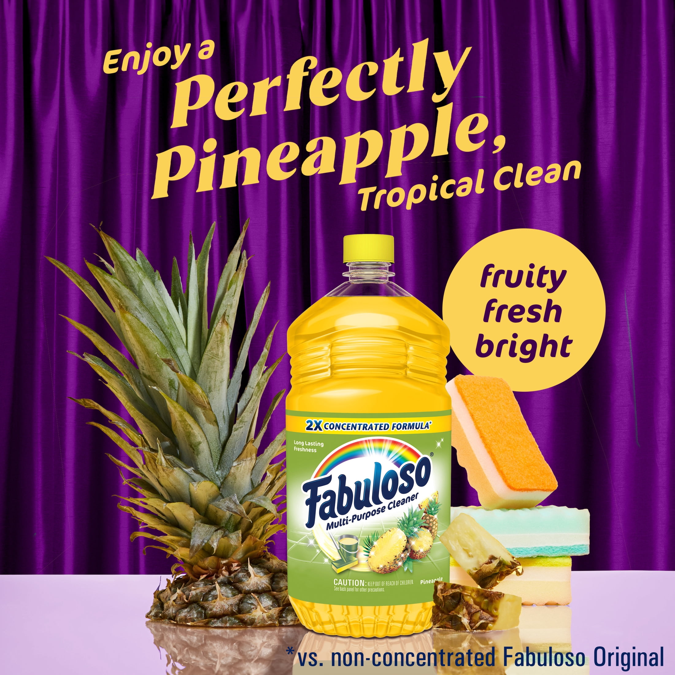 Fabuloso Multi-Purpose Cleaner, 2X Concentrated Formula, Floor Cleaner, Pineapple Scent, 56 fl oz