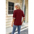 thumbnail image 5 of Anbech Deep V Neck Women Blouse Guipure Lace Shirt Solid Color Splice Trendy Short Sleeve Casual Tops, 5 of 9
