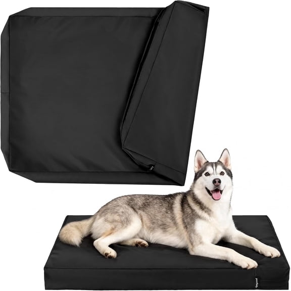 Waterproof Dog Bed Cover Medium 40x27x4 Inch - Oxford Fabric Zipper Design Machine Washable Pet Furniture Protector for Dogs, Black