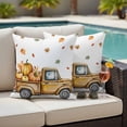 thumbnail image 4 of Yellow Truck Fall Outdoor Waterproof Pillow Covers, Thanksgiving Pumpkins Maple Decorative Square Throw Pillowcase Sofa Cushion Sham for Patio/Couch/Chair, 24"x24" 2 Pack, 4 of 8