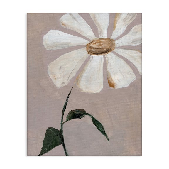 Stupell Industries Single Daisy Sprig Plants & Flowers Painting Wrapped Canvas Art Print Wall Art, 16 x 20