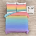 thumbnail image 2 of Rainbow Ombre Quilt Rainbow/Turquoise 3Pc Set Full/Queen, 2 of 8