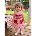 thumbnail image 4 of BemeyourBBs Toddler Baby Girl 4th of July Outfit Patriot Independent Day Clothes American Flag Embroidered Bows Short Sleeve T Shirt Tops and Print Tutu Skirt Set Toddler Girls Summer Clothes, 4 of 9