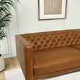 thumbnail image 4 of Reynold Mid-Century Modern Tufted Back Genuine Leather Sofa in Cognac Tan, 4 of 5