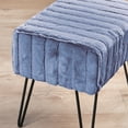thumbnail image 3 of HOME SOFT THINGS OTOMAN/TABURETE SUPER SUAVE DE PIEL SINTÉTICA. OTOMAN TAPIZADO PARA REPOSAPIÉS CON PATAS DE METAL NEGRO Y ASIENTO ACOLCHADO. 48X33X43CM, ESPEJÍSMO AZUL, 3 of 5