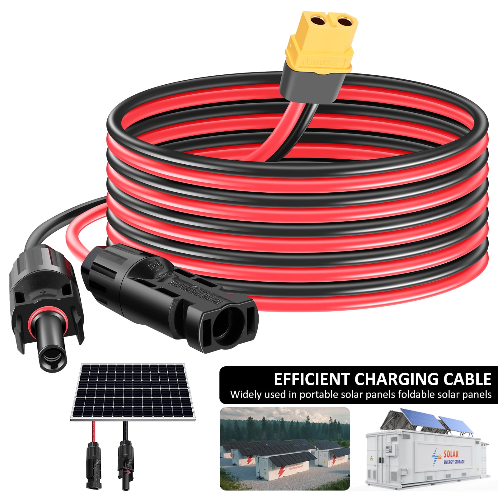 Câble D'Extension XT60 12AWG 1M - Pour Panneaux Solaires, Générateurs - Cuivre OFC, IP68 - 3FT - 7