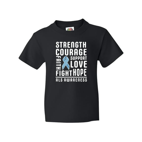 Inktastic ALS Awareness Strength Courage Support Youth T-Shirt