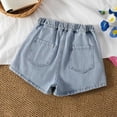 thumbnail image 5 of Rggeeun Baby Girls Jean Shorts Cute Bow Graphics Elastic Waist Side Pockets Relaxed Fit Above Knee For Summer Play Sports Stylish Bottoms,Blue,10-11 Years, 5 of 8