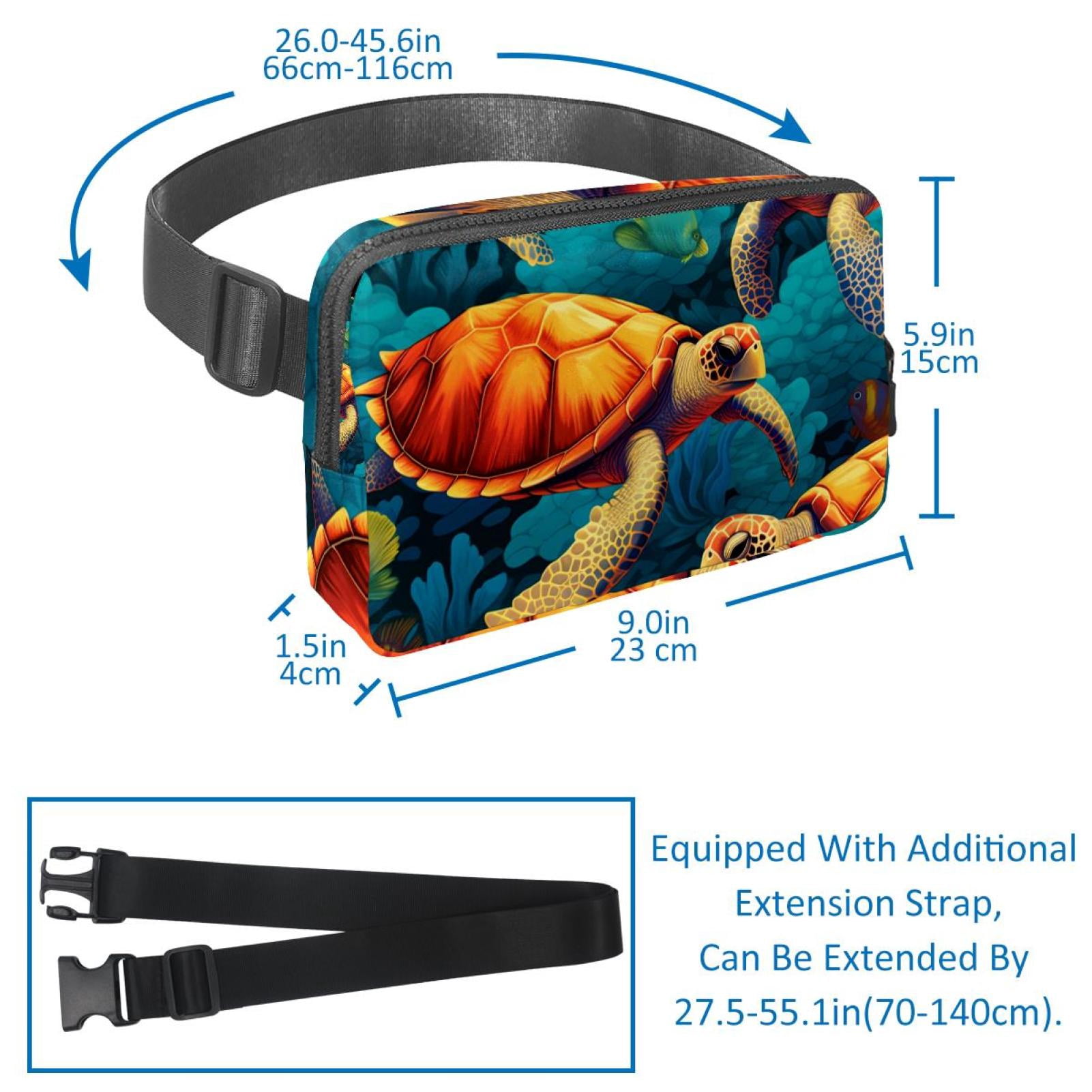 Sea turtle Lightweight Adjustable Cross Body Bag with Extension Strap, Unisex Running Belt, Waist Pack, Waist Bag