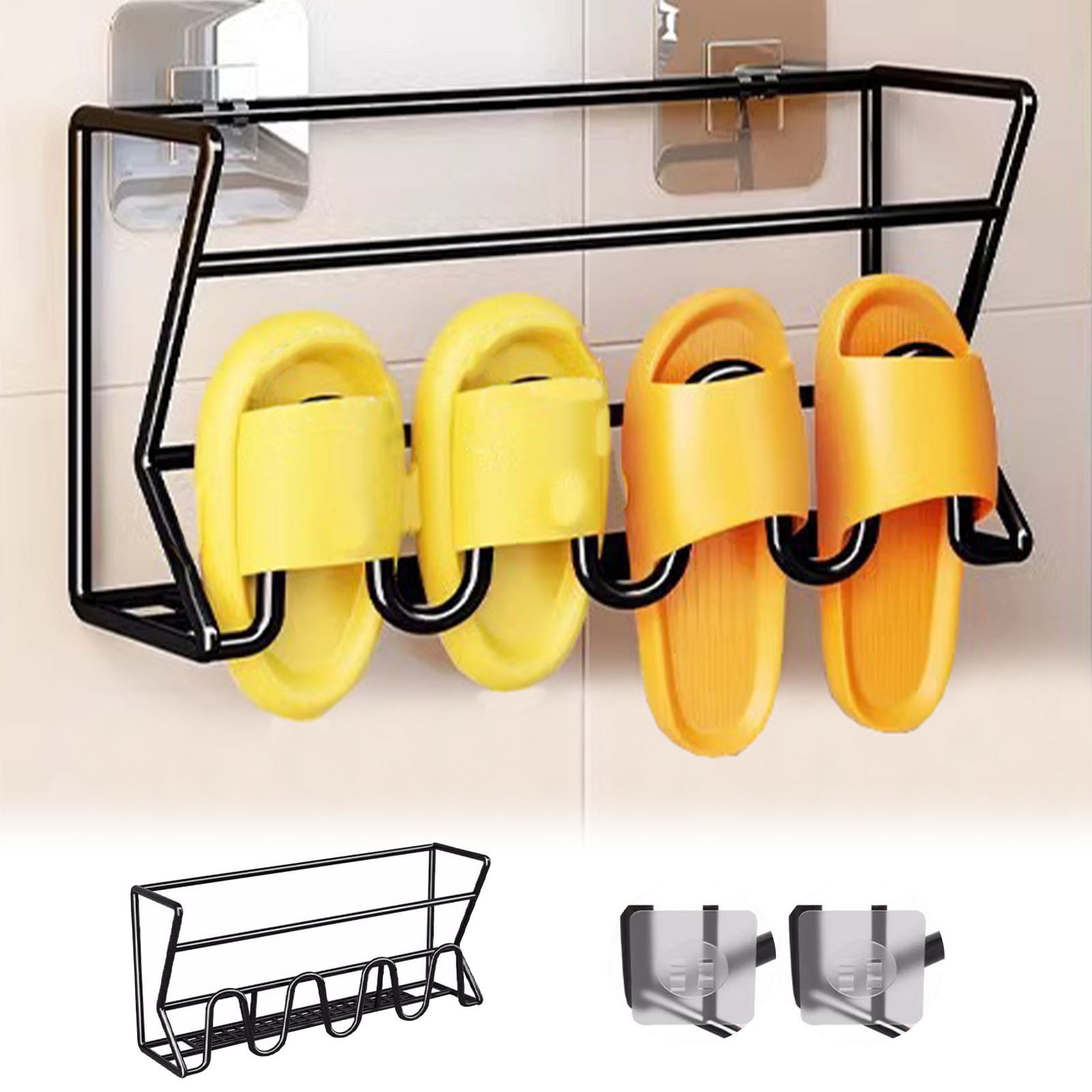 TIMIFIS Wall Mounted Shoe Rack Household Bathroom Door with No Punching Strong Load-Bearing Double-Layer Storage Large Spacing Wall Mounted Shoe Rack Closet Organizer