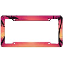 Tropical Beach Palm Tree Sunset Pattern License Plate Frame