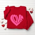 thumbnail image 5 of YueHuiYing Valentine's Day Romantic Pink Heart Print Women's Oversized Crewneck Long Sleeve Hoodless Sweatshirt, 5 of 9