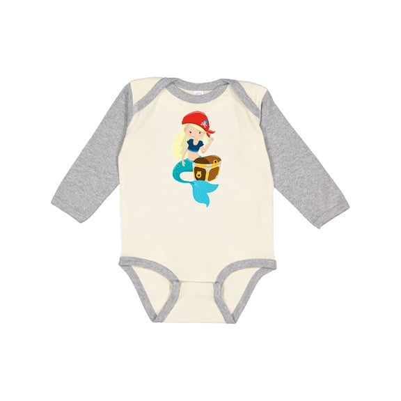 Inktastic Mermaid Pirate Boys or Girls Long Sleeve Baby Bodysuit