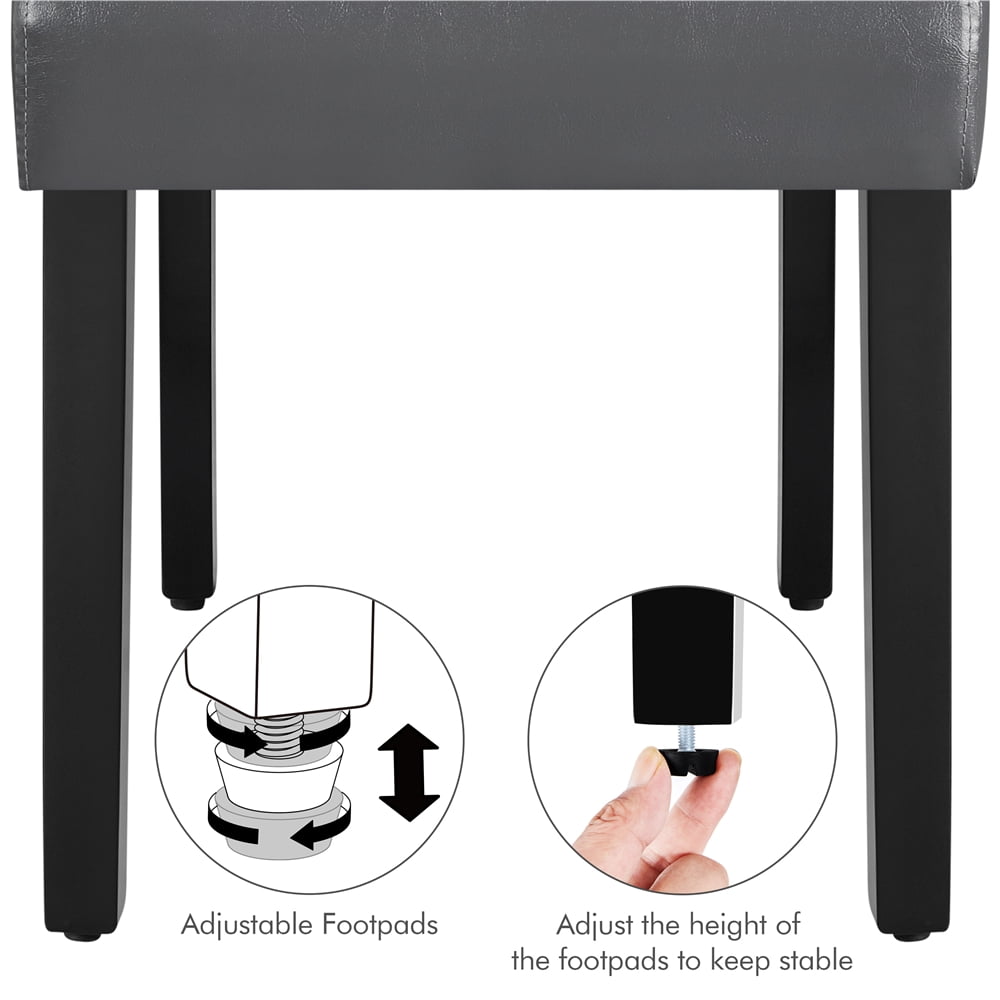 Alden Design Modern Tufted Padded Dining Chair with Tall Back, Set of 2, Gray