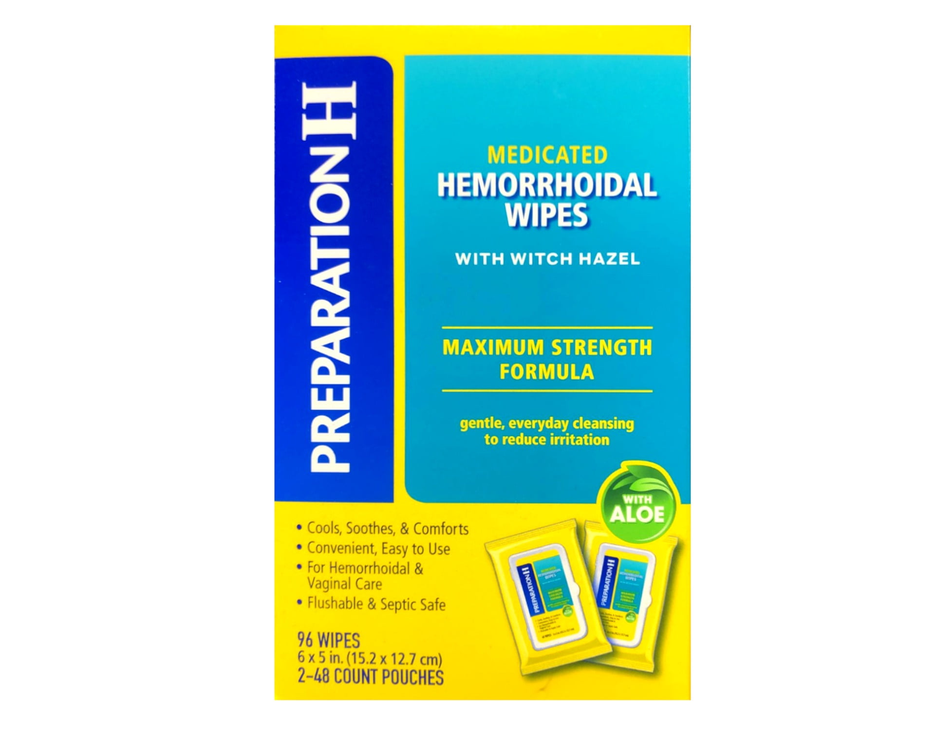 Preparation H Medicated Wipes 96 Each (Pack of 6)