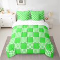 thumbnail image 2 of jejeloiu Geometric Plaid Twin Bedding Sets 7-Piece,Modern Minimalist Geometric Bedding Comforter Set,Green Checkerboard Grid Sheet Sets For Teens,Ultra Soft Home Decor Reversible, 2 of 8
