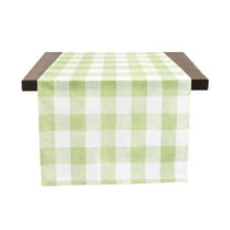 Fennco Styles Country Buffalo Check Soft Table Runner 16 x 36 Inch - Lime Check Table Cover for Everyday Use, Picnic, Family Gathering, Indoor Outdoor Parties and Special Occasion
