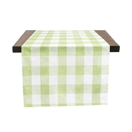

Fennco Styles Country Buffalo Check Soft Table Runner 16 x 54 Inch - Lime Check Table Cover for Everyday Use Picnic Family Gathering Indoor Outdoor Parties and Special Occasion
