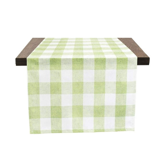 Fennco Styles Country Buffalo Check Soft Table Runner 16 x 72 Inch - Lime Check Table Cover for Everyday Use, Picnic, Family Gathering, Indoor Outdoor Parties and Special Occasion