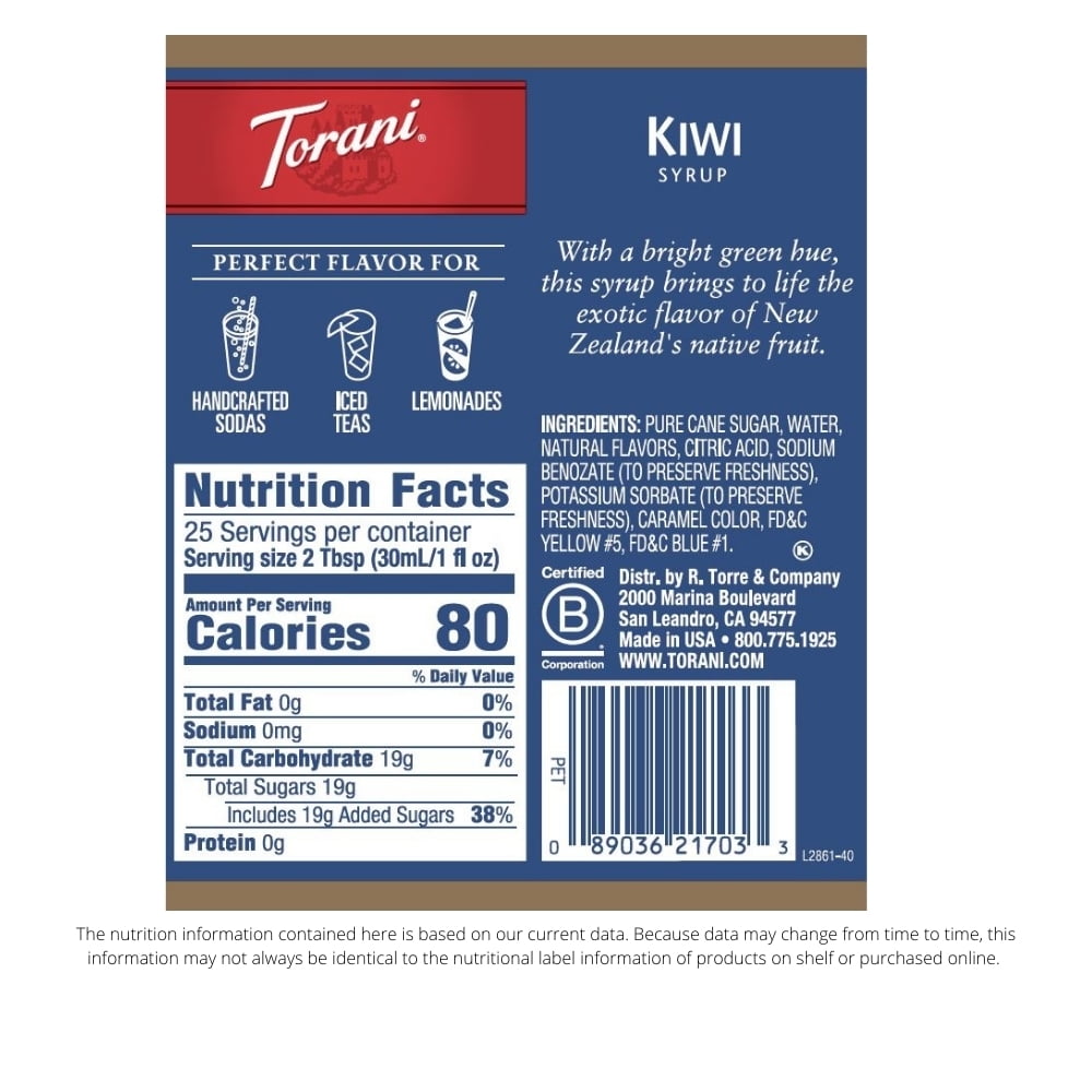 Torani Kiwi Flavoring Syrup, 25.4 fl oz