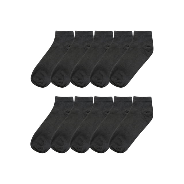 INSPIRE CHIC Calcetines de tobillo bajos de 10 pares para mujer, con pu?os elásticos y transpirables, color negro medio