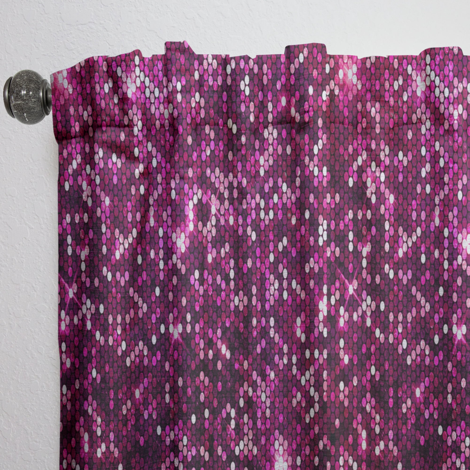Designart 'Pink Sparkle Glitter Retro' Mid-Century Modern Curtain Panel