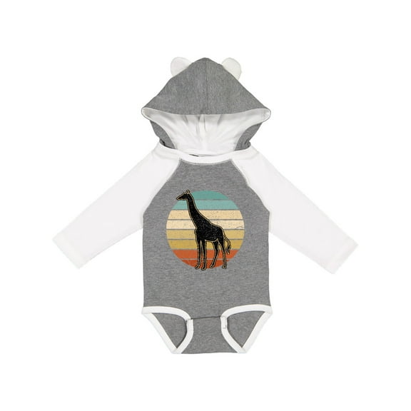 Inktastic Giraffe African Animal Retro Sunset Boys or Girls Long Sleeve Baby Bodysuit