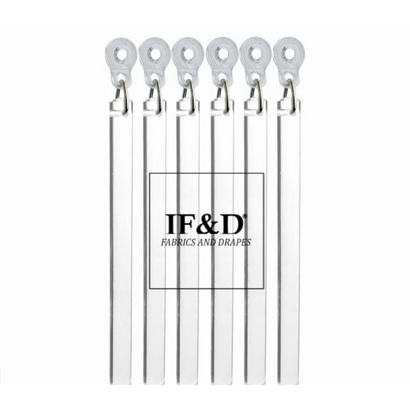 36" Clear 6 Pack Acrylic Lucite Drapery Curtain Pull Wands with Plastic Adapters for Easy Open and Closing of Window Treatments - IF&D Fabrics and Drapes -APA-036-6