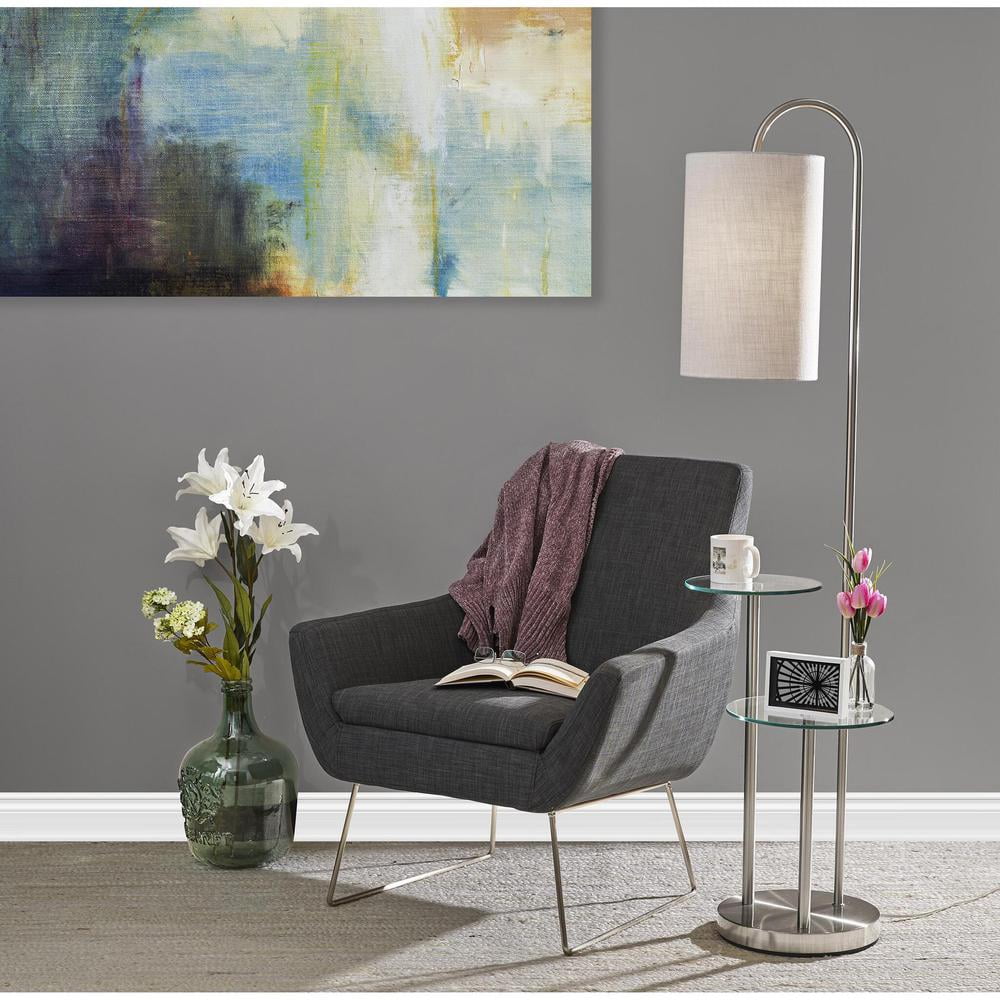 Adesso Leonard Shelf Floor Lamp, Brushed Steel