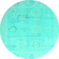 thumbnail image 1 of Ahgly Company Indoor Round Oriental Turquoise Blue Traditional Area Rugs, 3' Round, 1 of 4