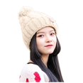 thumbnail image 3 of Prolriy Beanie for Women Outdoor Woolen Kat Ear All- Knitted Plush Warm Cute Hat Cycling Baseball Caps Wool Beanie Winter Hats for Women Beige, 3 of 7