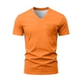 thumbnail image 3 of NinXxx Men's Short Sleeve Pocket Crew Neck Casual Outdoor Tee Orange XXL, 3 of 7