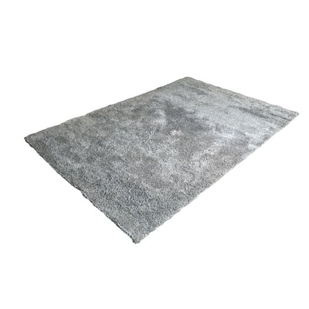 Shaggy Area Rug Gray Soft Polyester Shag 5x8 ft by MystiqueDecors Table Tufted Grey Carpet Rich Plush Family Living Room Kids Room Bedroom