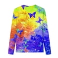 thumbnail image 5 of WAGUTH Women's Tie Dye Crew Neck Long Sleeve T-Shirts Casual Colorful Print Pullover Tops for Daily Streetwear Spring Fall Wear,3XL, 5 of 5
