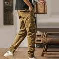 thumbnail image 4 of WSBDENLK Men's Elastic Waist Slim Fit Cargo Pants, Solid Color Multi-Pocket Trousers for Work Utility Outdoor, 4 of 4